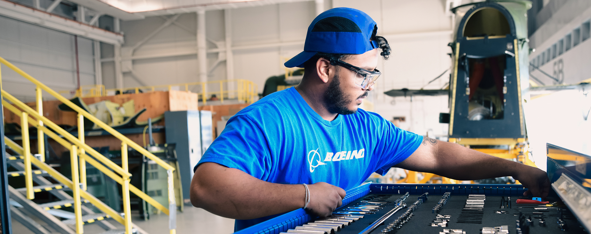 Employee working on a product