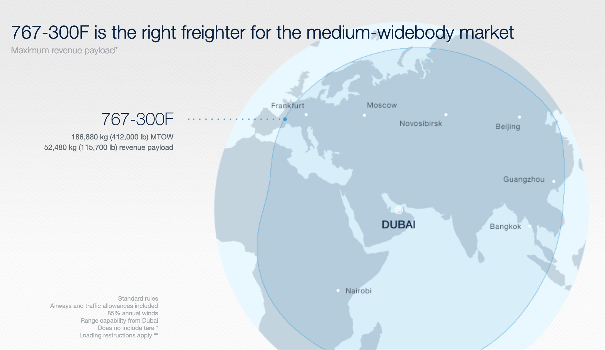 767 Freighter Range: Dubai