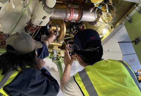 Boeing employees use phone camera inside airplane